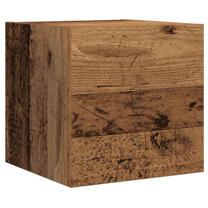 7-delt TV-skabssæt Vægmonteret gammelt træ egetræsfarve