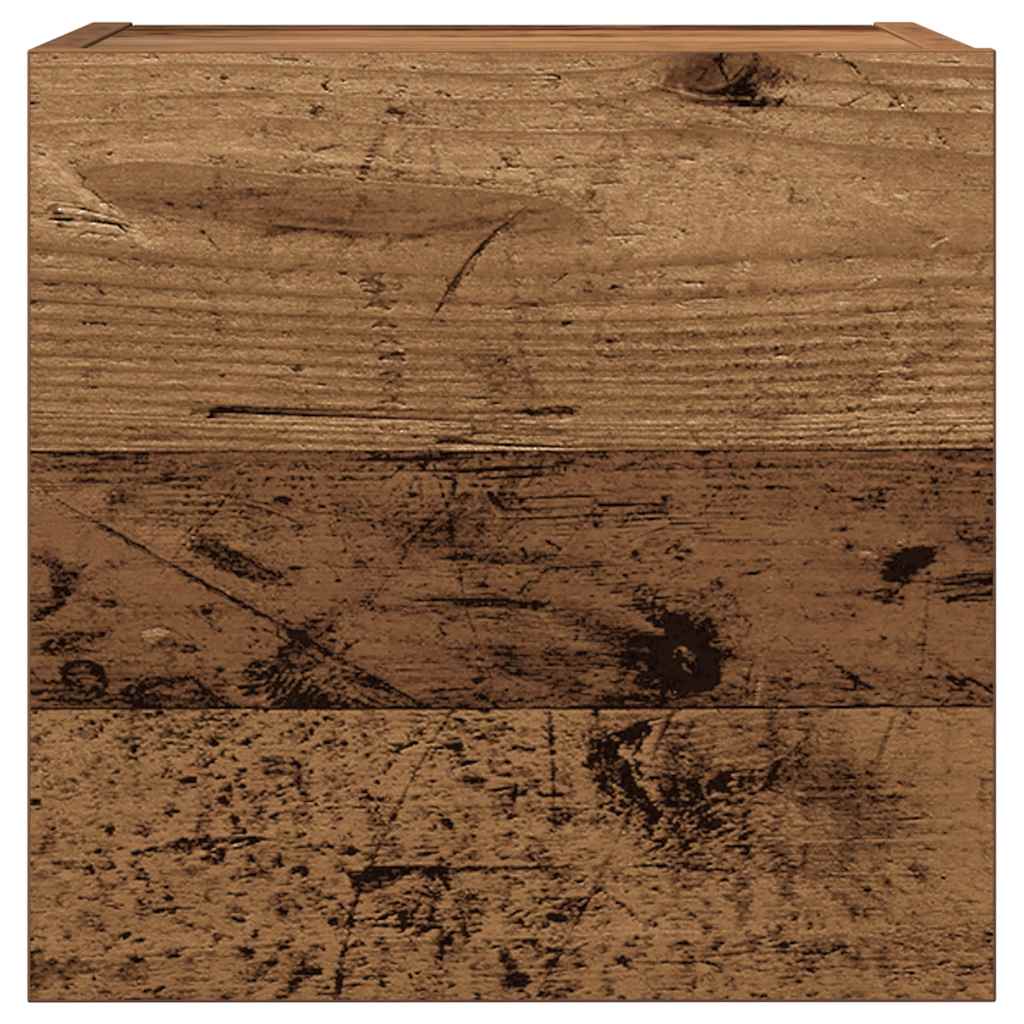 7-delt TV-skabssæt Vægmonteret gammelt træ egetræsfarve