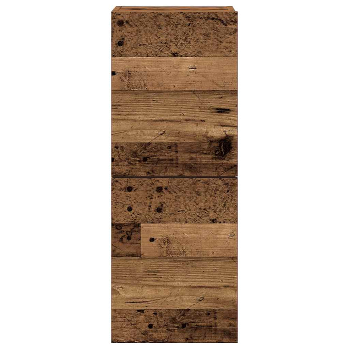 4-delt TV-skabssæt Vægmonteret gammelt træ egetræsfarve