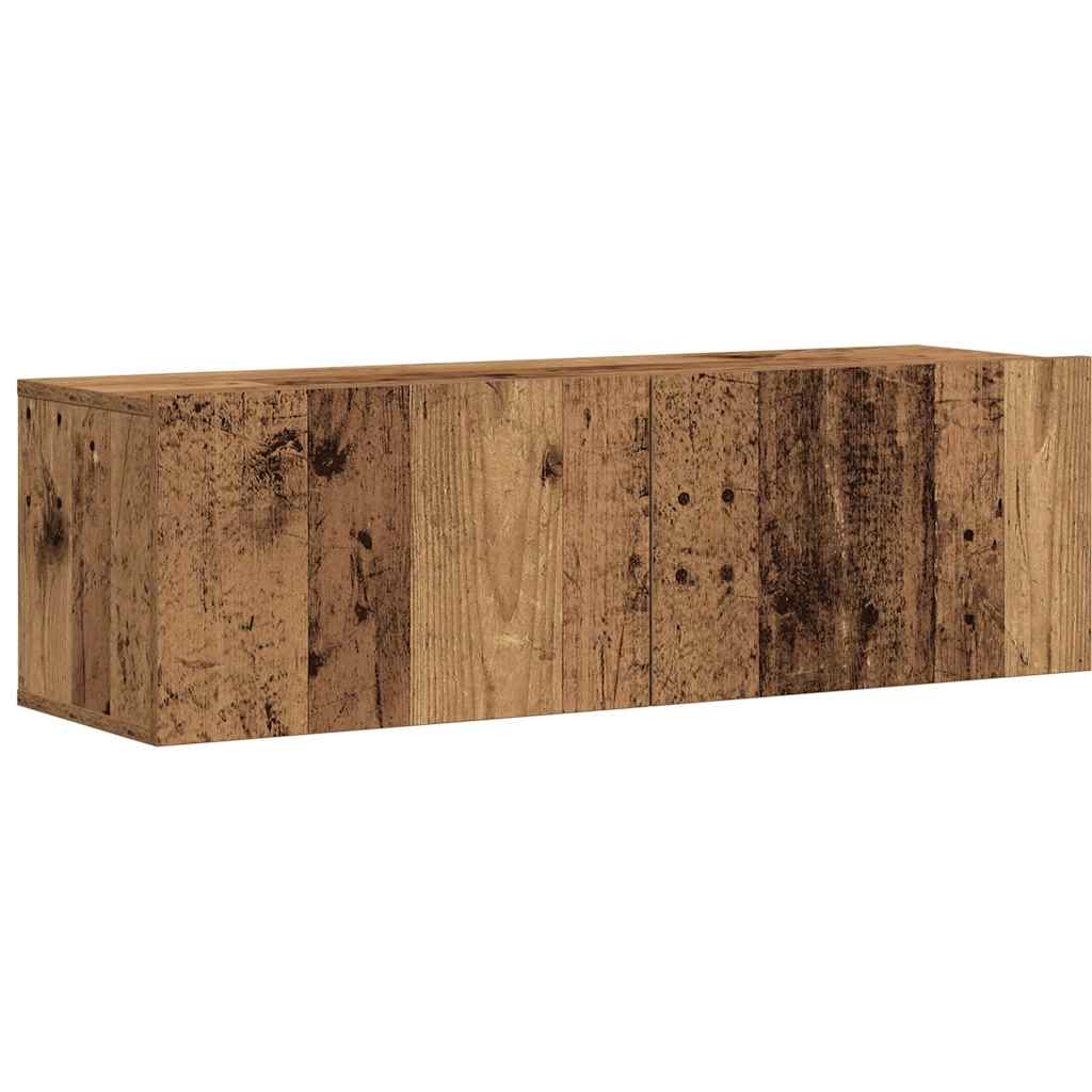 7-delt TV-skabssæt Vægmonteret gammelt træ egetræsfarve