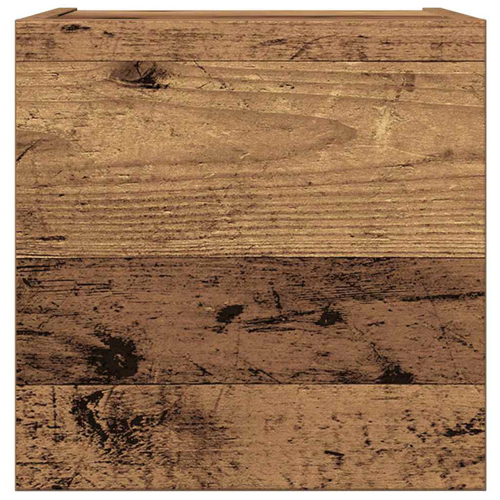 4-delt TV-skabssæt Vægmonteret gammelt træ egetræsfarve