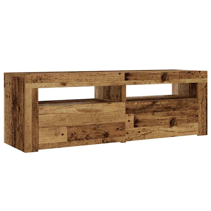sengeborde med LED-lys 2 stk. 60x35x40 cm antikt træ