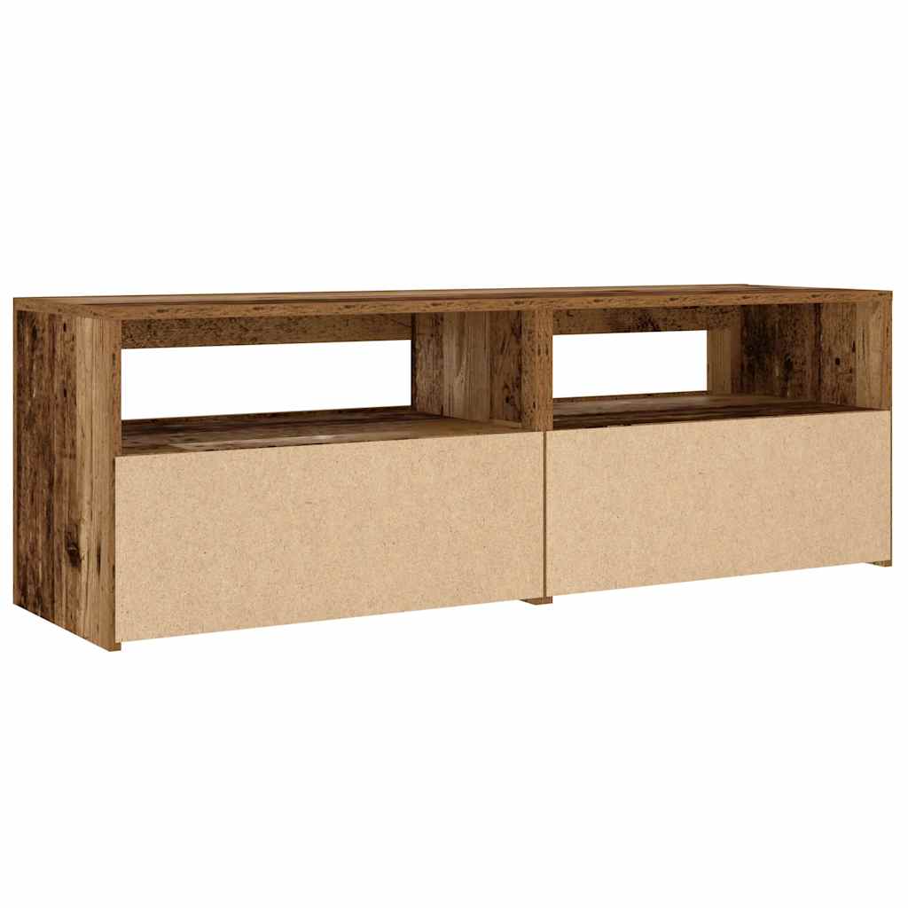 sengeborde med LED-lys 2 stk. 60x35x40 cm antikt træ