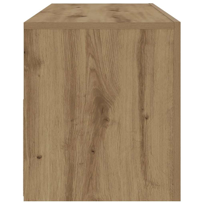 sengeborde med LED-lys 2 stk. 60x35x40 cm egetræsfarve