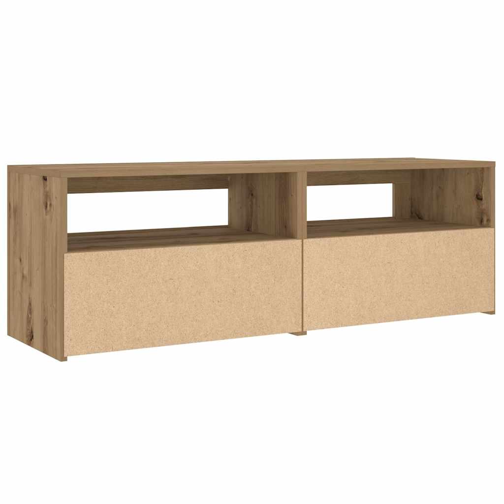 sengeborde med LED-lys 2 stk. 60x35x40 cm egetræsfarve