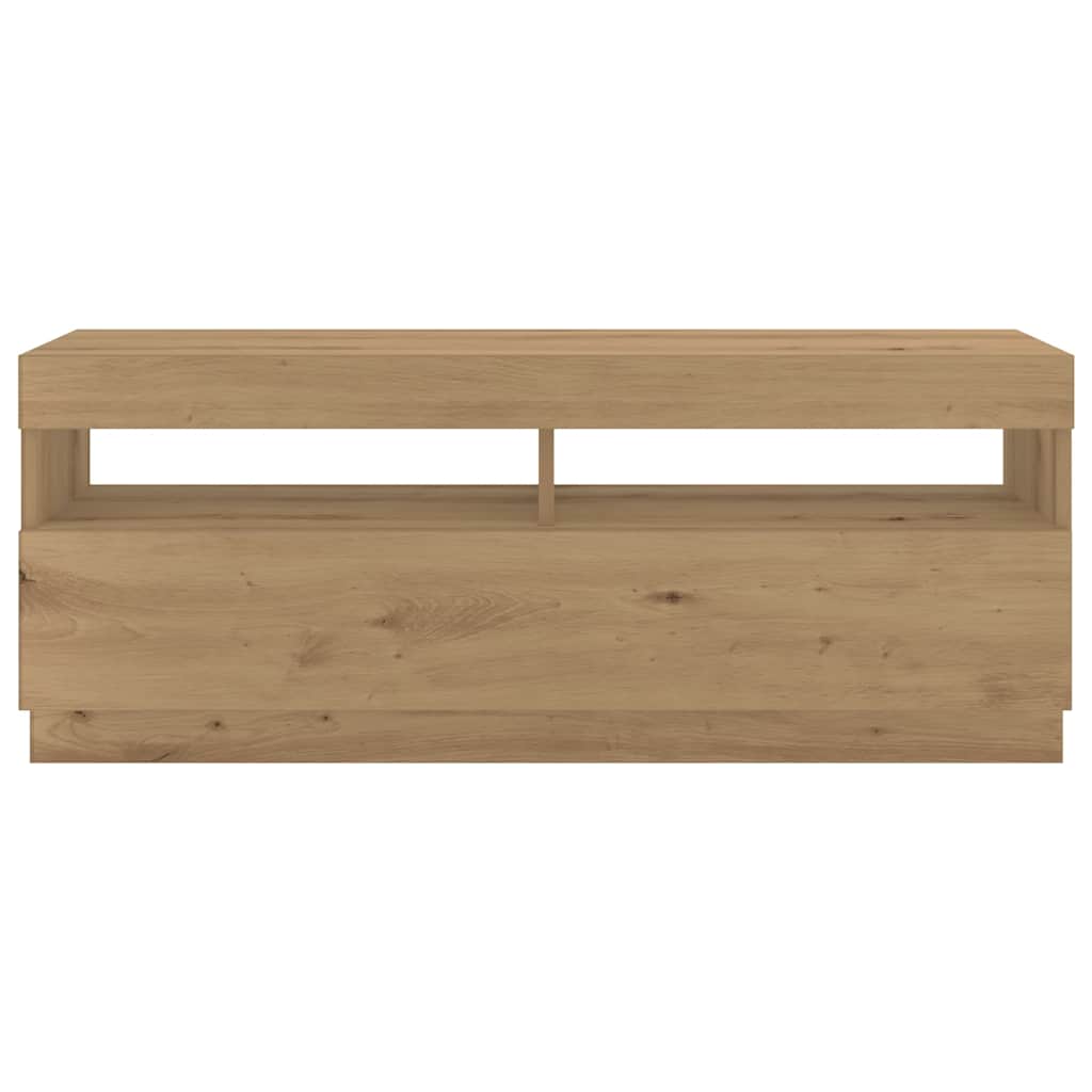 tv-bord med LED-lys 300x35x40 cm konstrueret træ kunsteg
