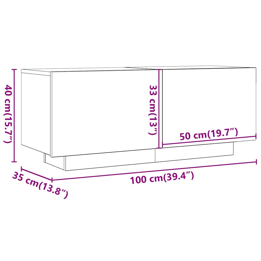 sengebord 100x35x40 cm konstrueret træ kunsteg