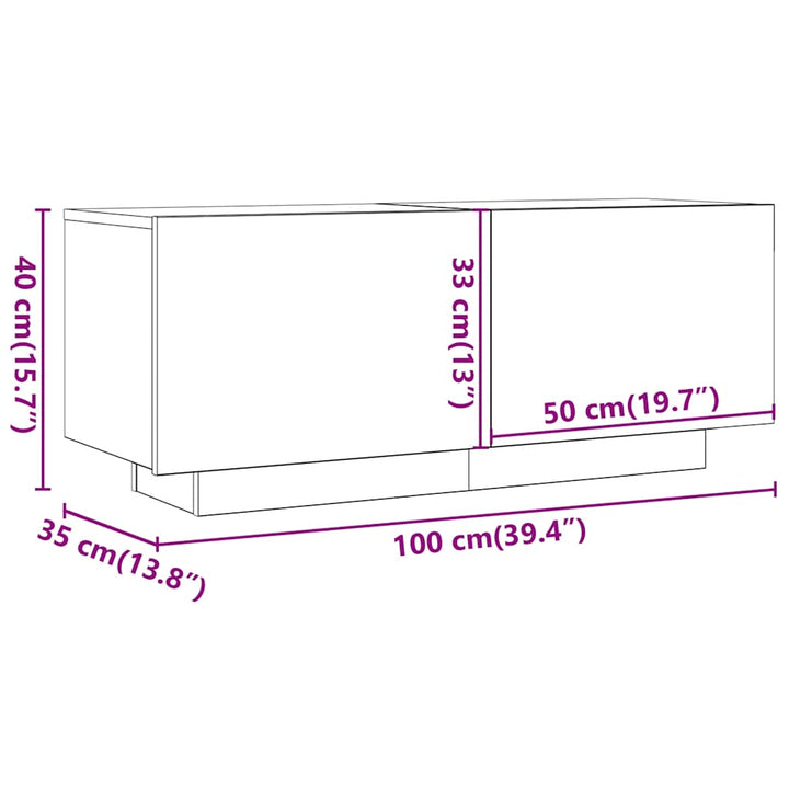 sengebord 100x35x40 cm konstrueret træ kunsteg