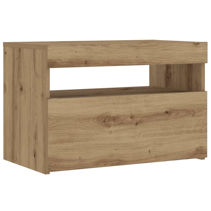 Sengeskab med LED-lys Artisan Eg 60x35x40 cm Konstrueret træ