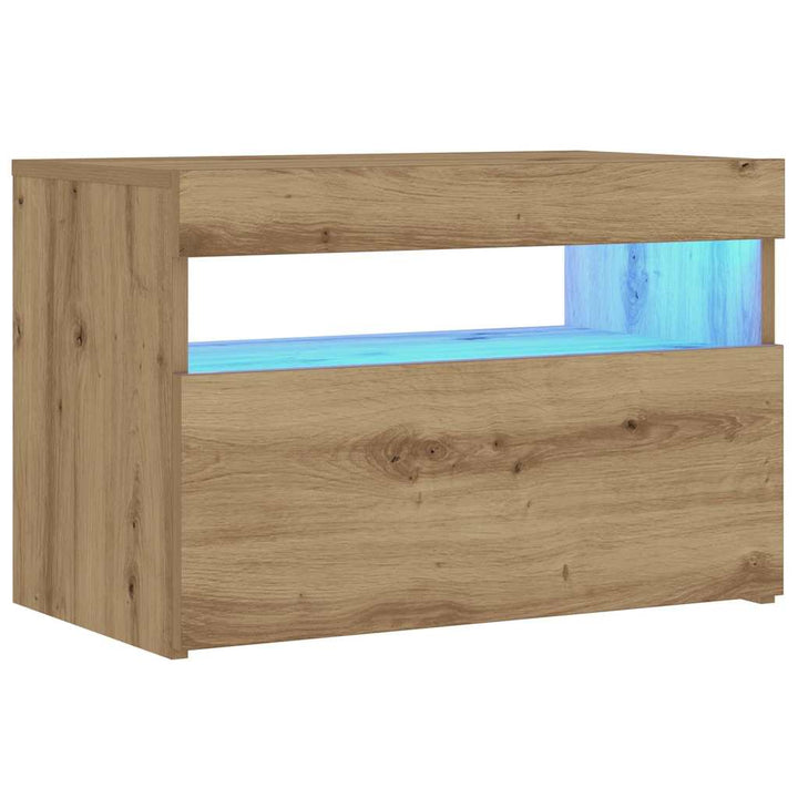 Sengeskab med LED-lys Artisan Eg 60x35x40 cm Konstrueret træ