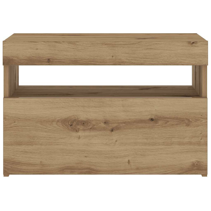Sengeskab med LED-lys Artisan Eg 60x35x40 cm Konstrueret træ