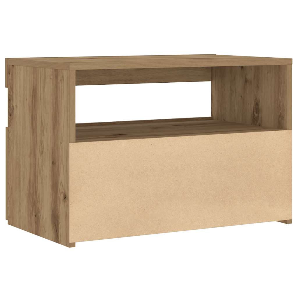 Sengeskab med LED-lys Artisan Eg 60x35x40 cm Konstrueret træ