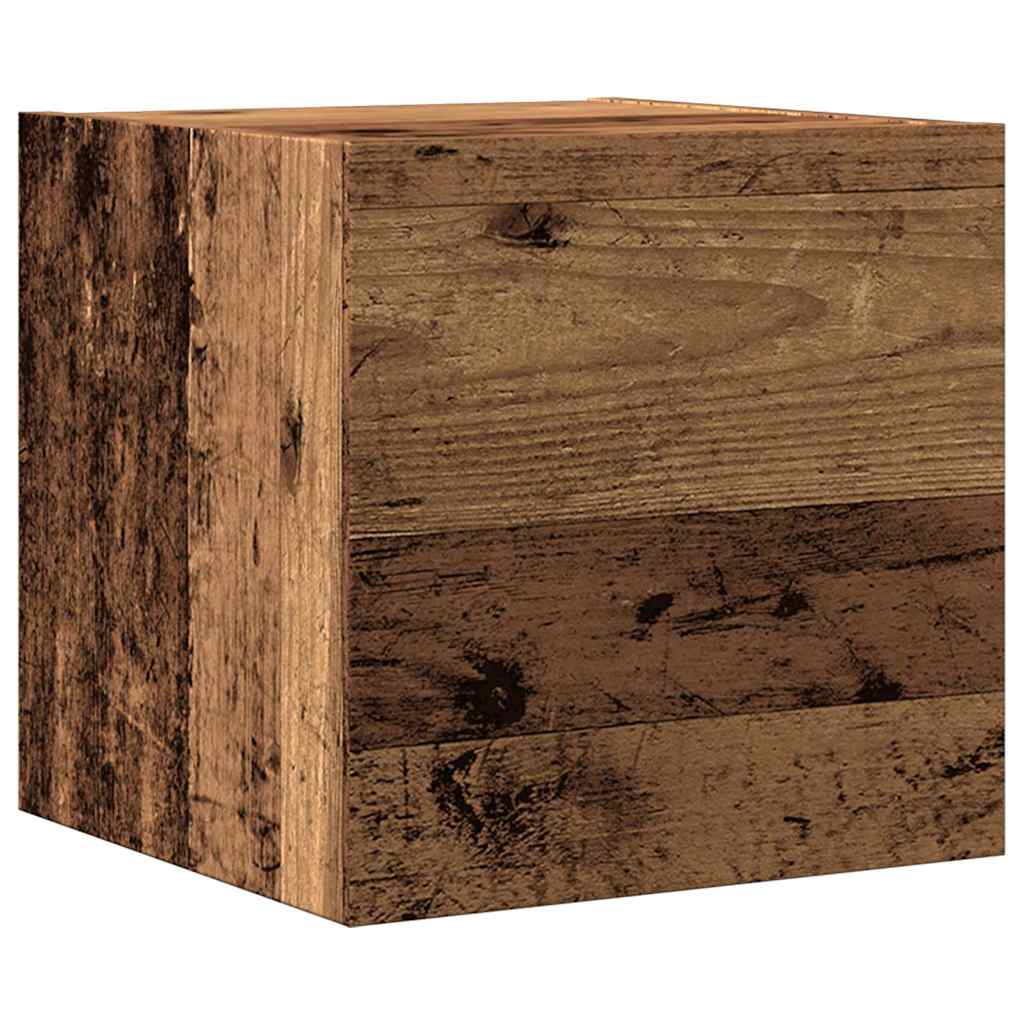 4-delt TV-skabssæt Vægmonteret gammelt træ egetræsfarve