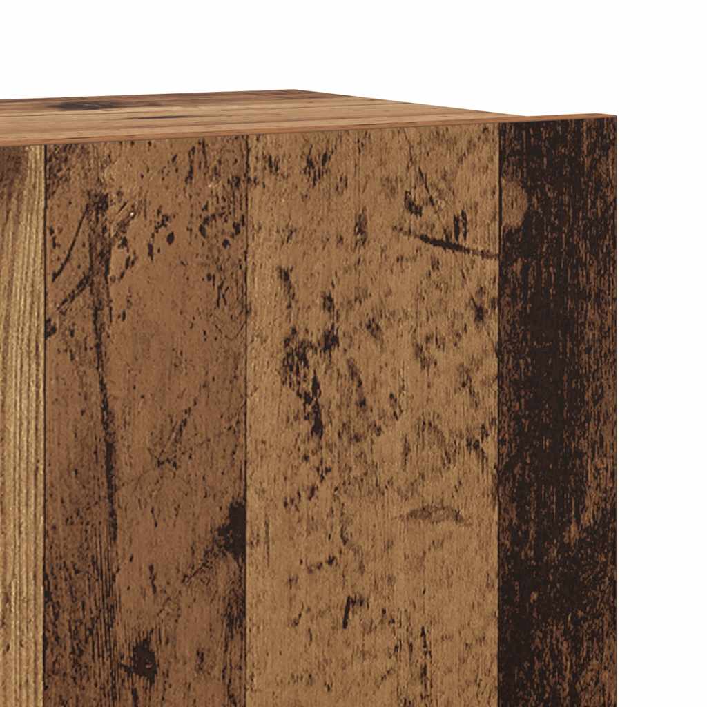 4-delt TV-skabssæt Vægmonteret gammelt træ egetræsfarve