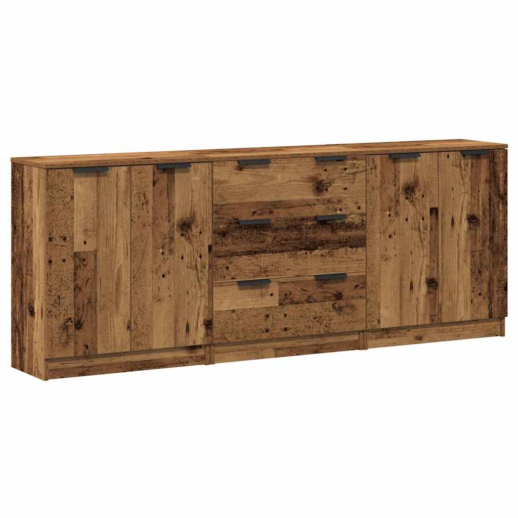 Skænke 3 stk Gammelt træ 60x30x70 cm Konstrueret træ