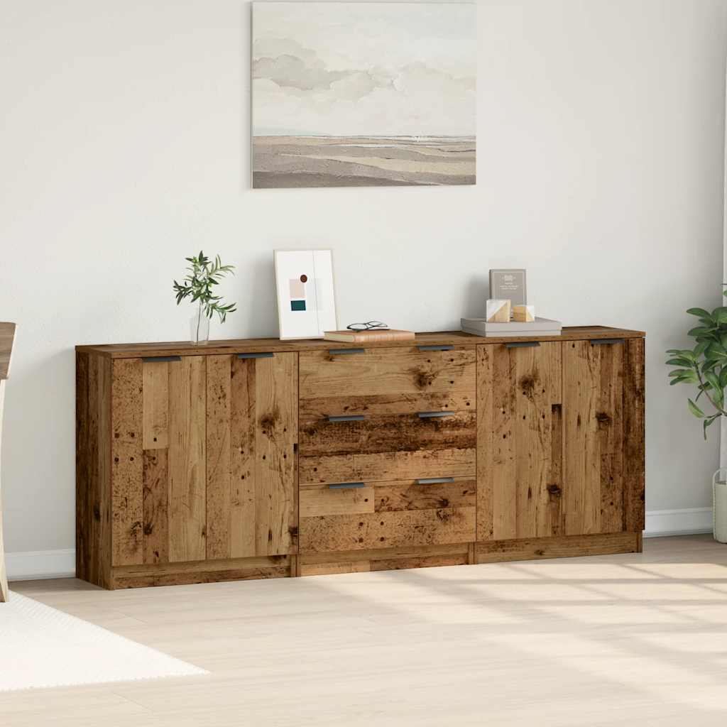 Skænke 3 stk Gammelt træ 60x30x70 cm Konstrueret træ