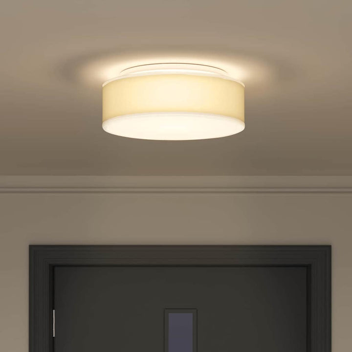 Loftlampe med spotlights Hvid 38 x 38 x 13,5 cm Stof