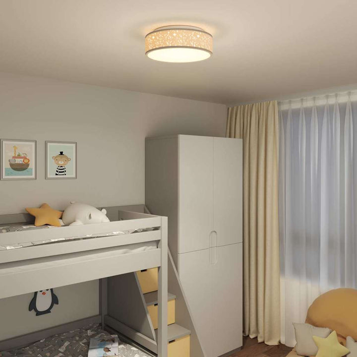 Loftlampe med spotlights Gråbrun 38 x 38 x 13,5 cm Stof