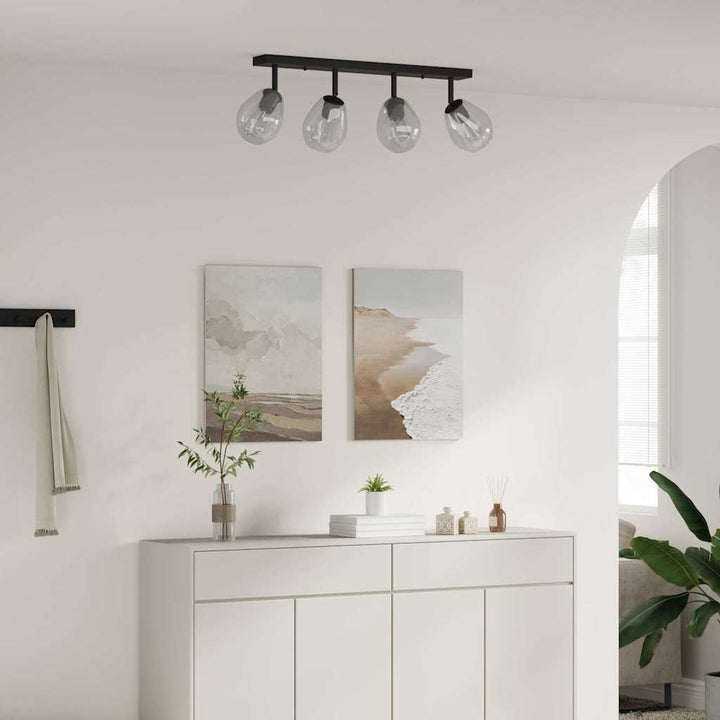 Loftsspot med spotlights Sort 73,5 x 13 x 26 cm Glas og Metal