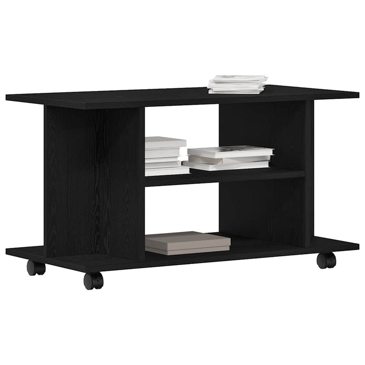 tv-skab med hjul 80x40x45 cm konstrueret træ sort-eg