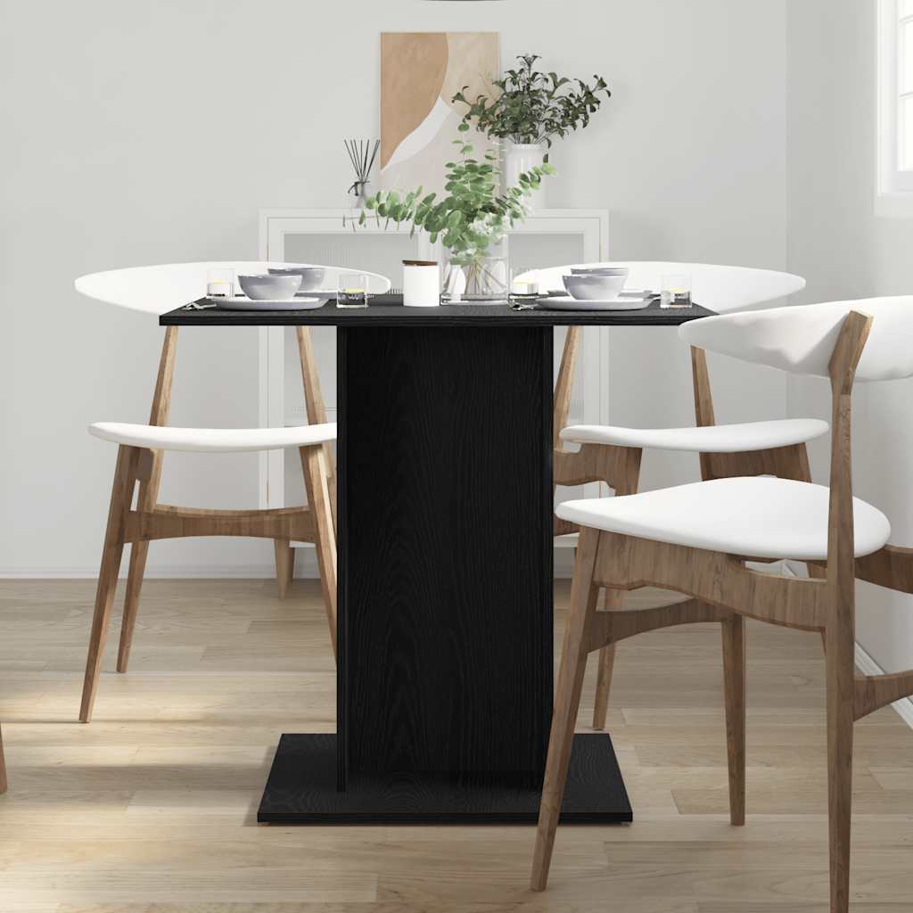spisebord 80x80x75 cm konstrueret træ sort egetræsfarve
