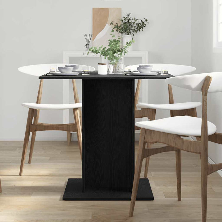 spisebord 80x80x75 cm konstrueret træ sort egetræsfarve