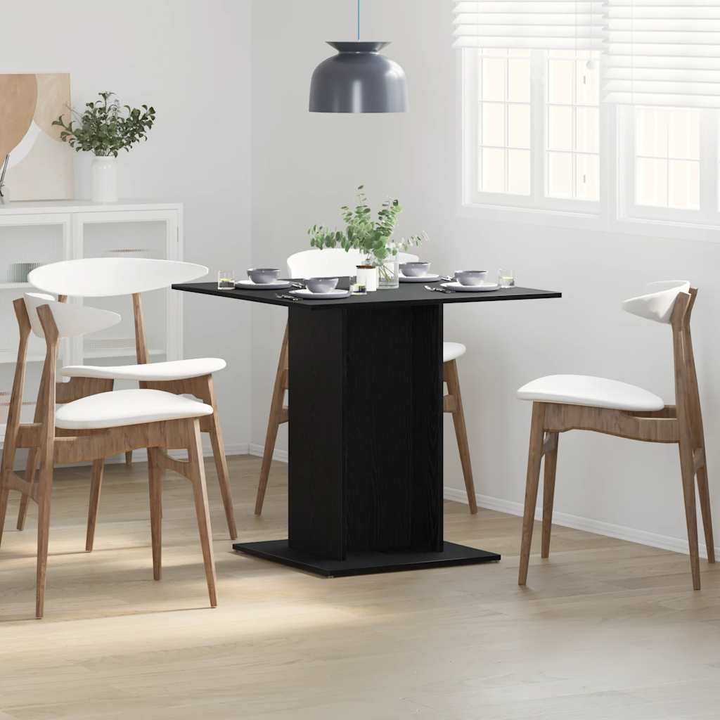 spisebord 80x80x75 cm konstrueret træ sort egetræsfarve