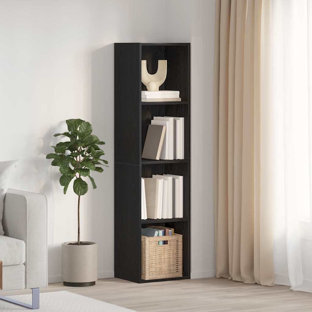 Bogskab Vægmonteret Sort eg 143 x 30 x 36 cm Konstrueret træ