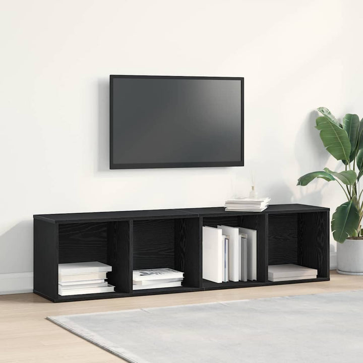 Bogskab Vægmonteret Sort eg 143 x 30 x 36 cm Konstrueret træ