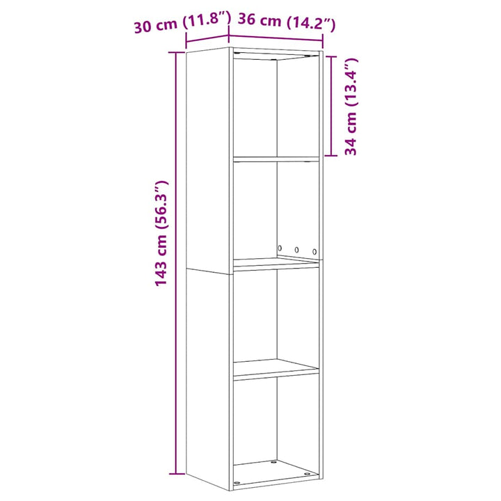 Bogskab med hylde Sort eg 143 x 30 x 36 cm Konstrueret træ