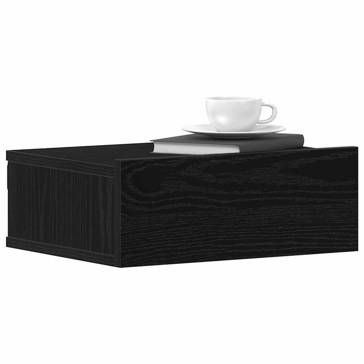 svævende natborde 2 stk. sort eg 40x32x15 cm konstrueret træ