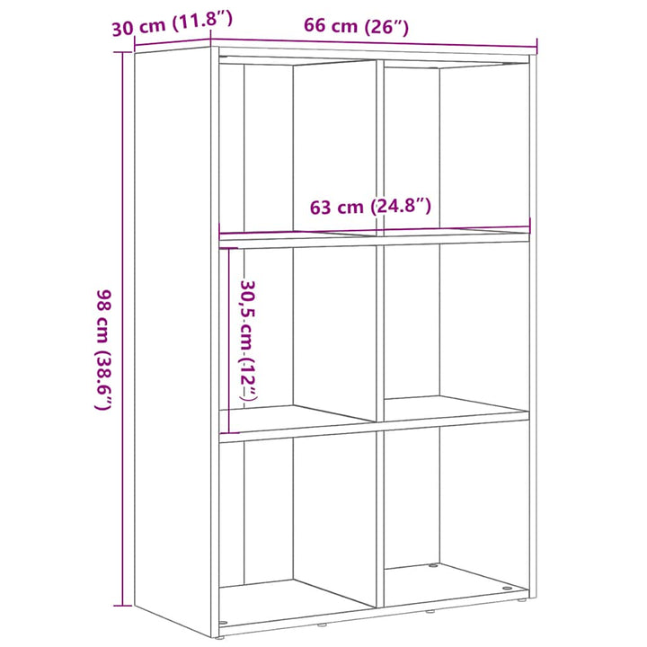 bogskab 66x30x98 cm konstrueret træ sort egetræsfarve