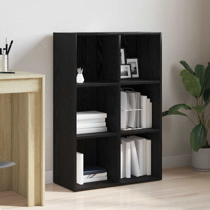 bogskab 66x30x98 cm konstrueret træ sort egetræsfarve