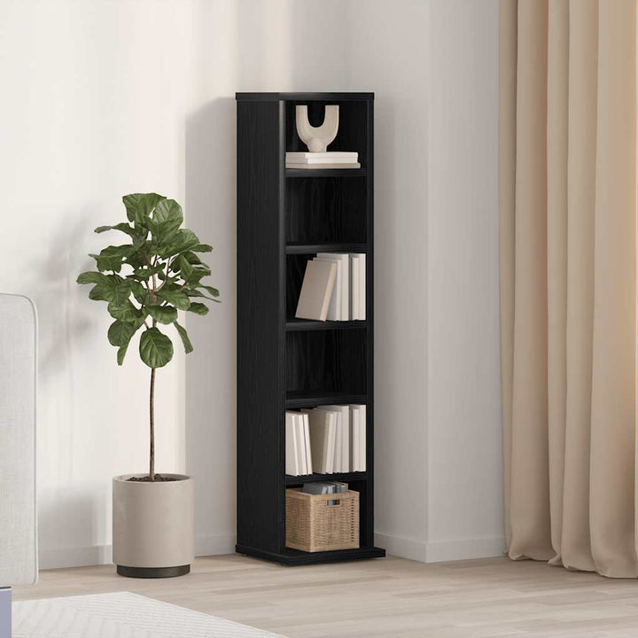 cd-reol 21x20x88 cm konstrueret træ sort-eg