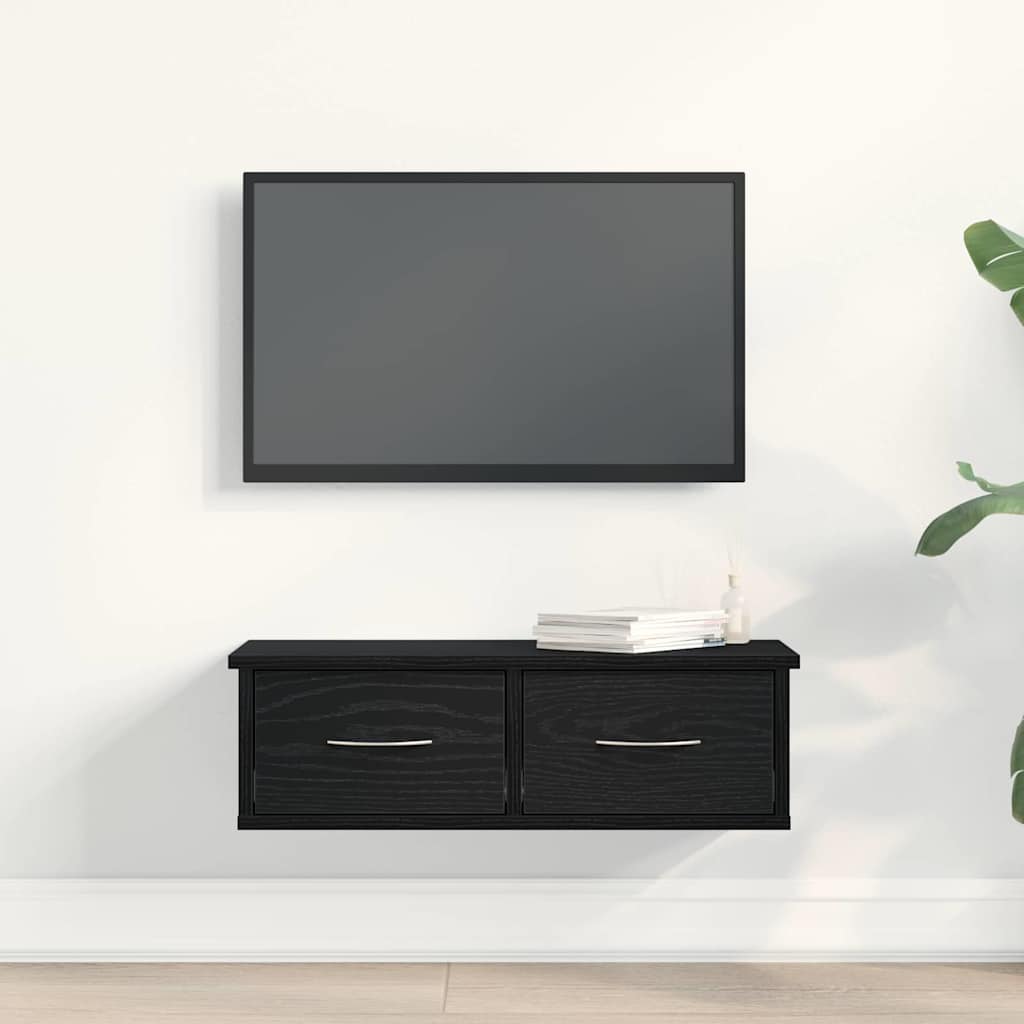 Vægskab med skuffe Sort eg 60 x 26 x 18,5 cm Konstrueret træ