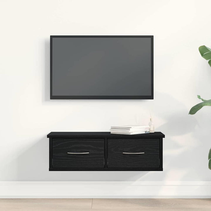 Vægskab med skuffe Sort eg 60 x 26 x 18,5 cm Konstrueret træ