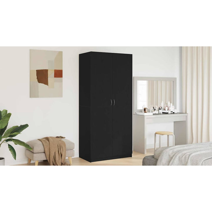 Garderobeskab med dør Sort eg 90 x 52 x 200 cm Konstrueret træ