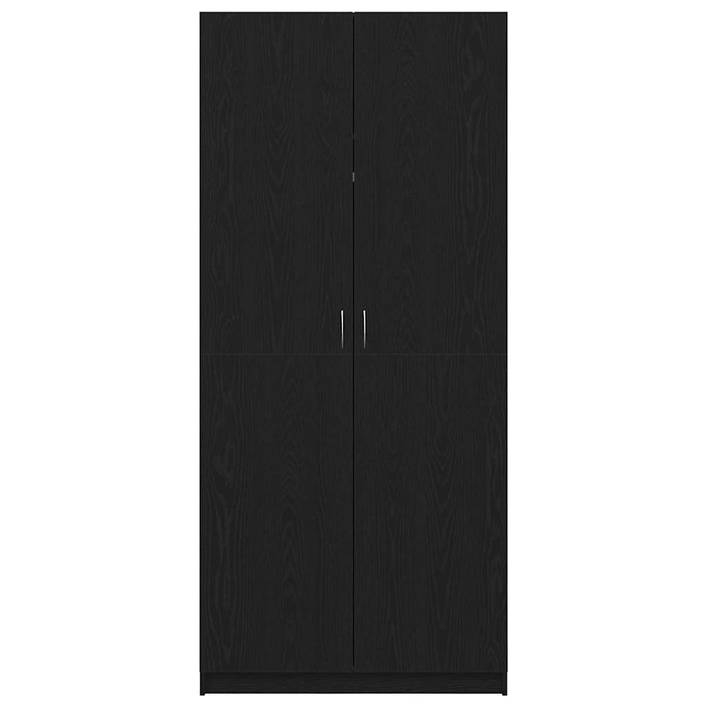 Garderobeskab med dør Sort eg 90 x 52 x 200 cm Konstrueret træ