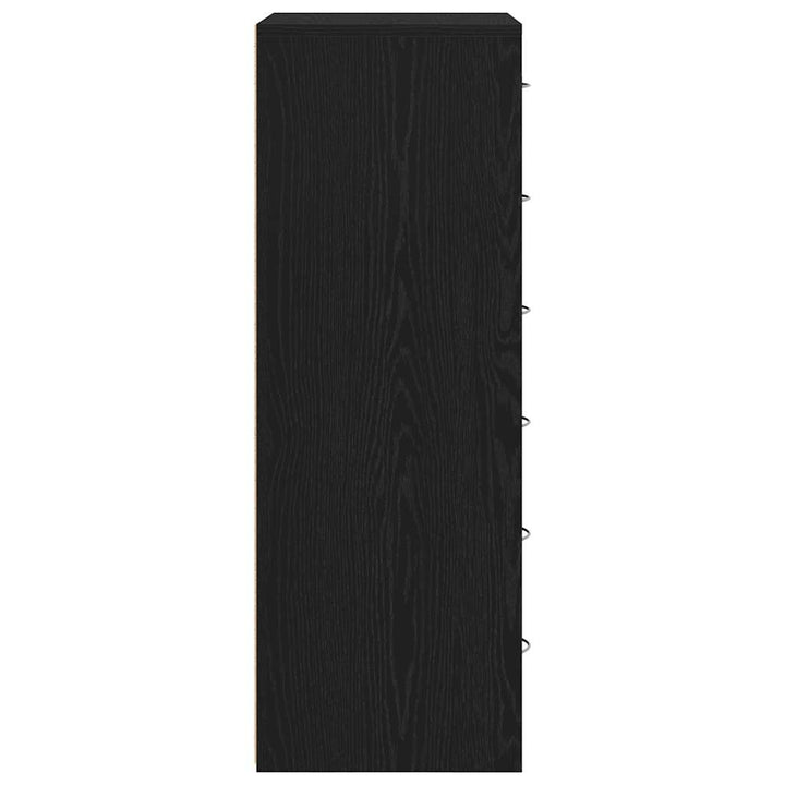 skænk med 6 skuffer 50x34x96 cm konstrueret træ sort egetræ