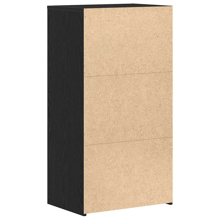 skænk med 6 skuffer 50x34x96 cm konstrueret træ sort egetræ