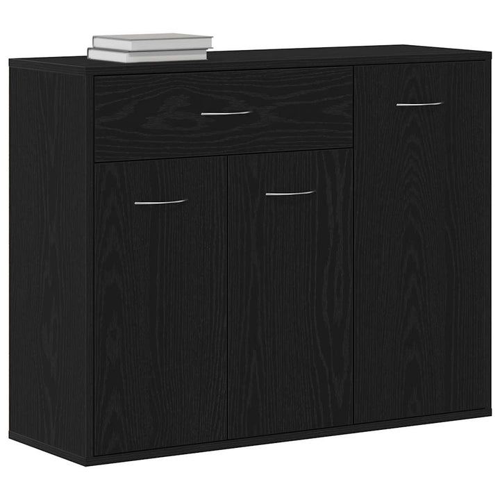 skænk sort egetræ 88x30x70 cm konstrueret træ