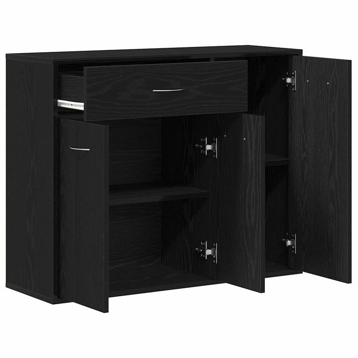 skænk sort egetræ 88x30x70 cm konstrueret træ