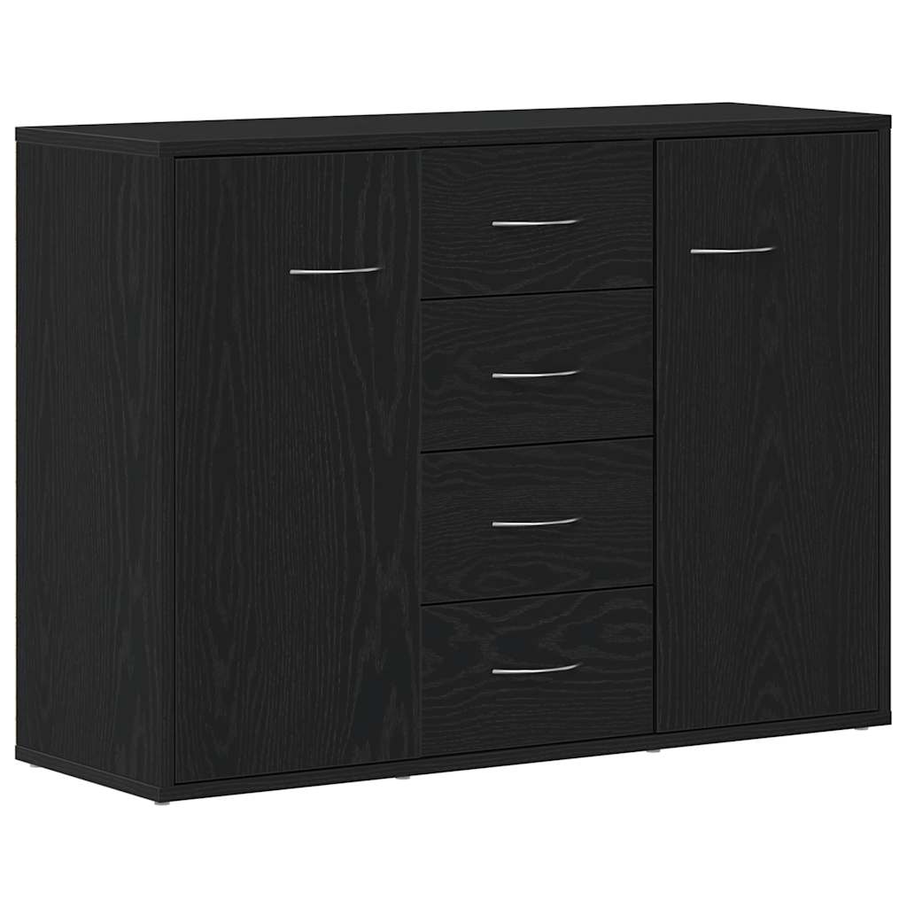 skænk 88x30x64 cm konstrueret træ sort egetræsfarve