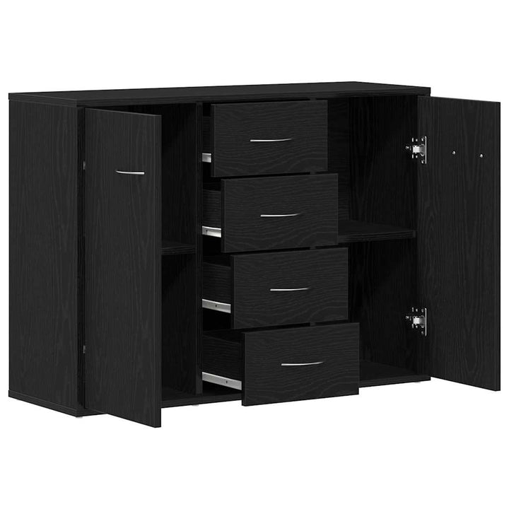 skænk 88x30x64 cm konstrueret træ sort egetræsfarve