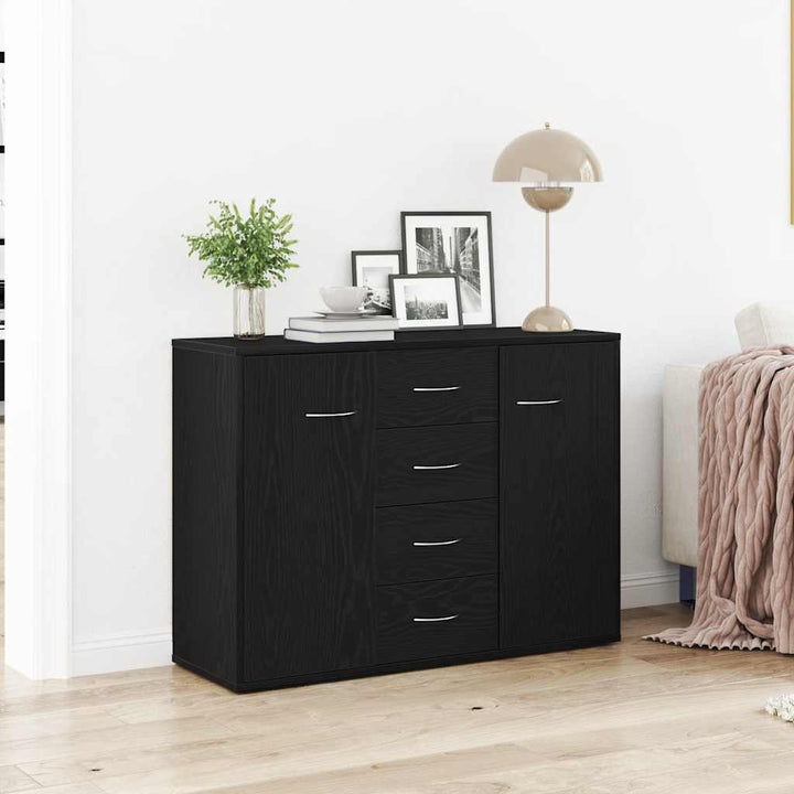 skænk 88x30x64 cm konstrueret træ sort egetræsfarve
