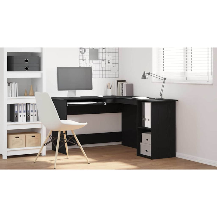 Hjørneskrivebord Sort eg 120 x 140 x 75 cm Konstrueret træ