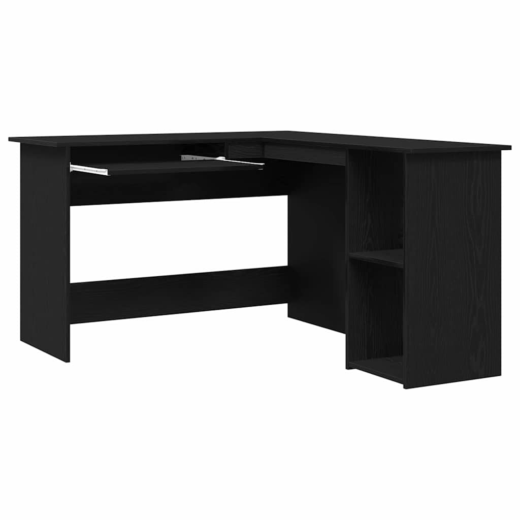 Hjørneskrivebord Sort eg 120 x 140 x 75 cm Konstrueret træ