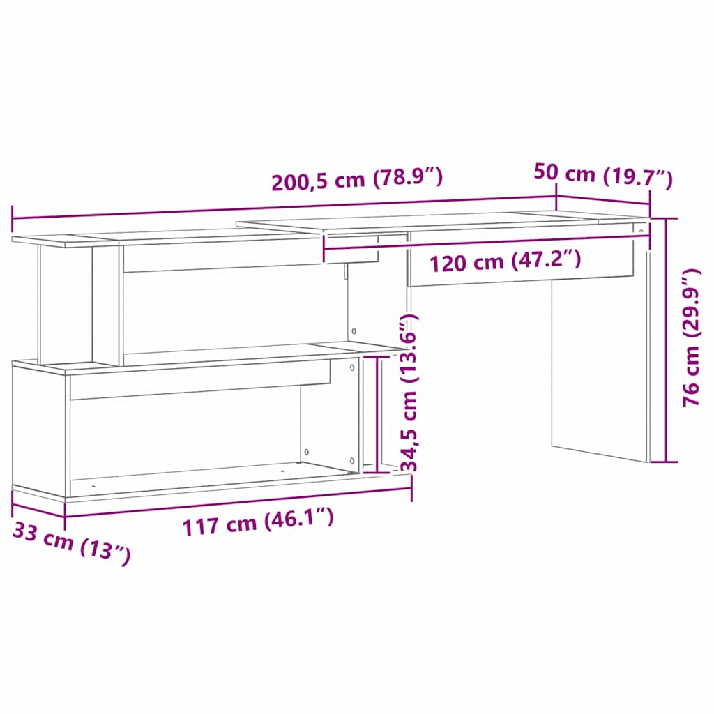 Bord Sort eg 200 x 50 x 76 cm Konstrueret træ