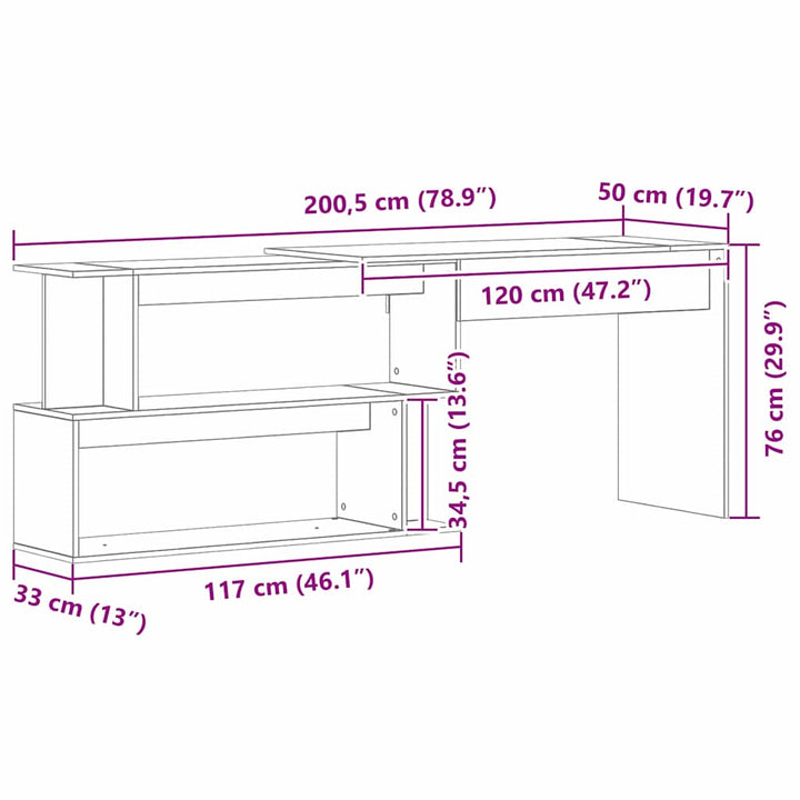 Bord Sort eg 200 x 50 x 76 cm Konstrueret træ