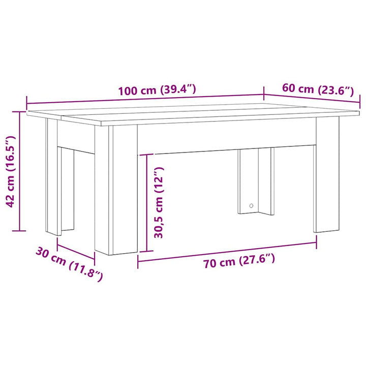 Sofabord Sort eg 100 x 60 x 42 cm Konstrueret træ